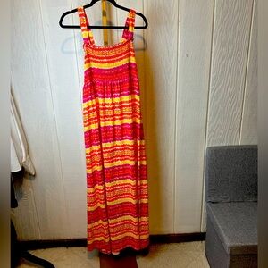 Faded Glory Red and Yellow Striped Maxi Dress
